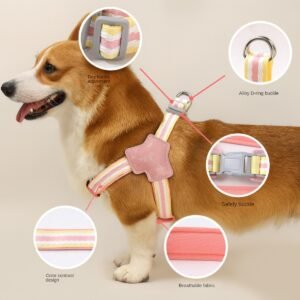 Adjustable Breathable Dog Harness with Safety Buckle & D-Ring – 4 Colors