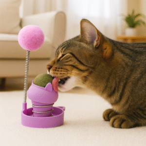 Cat Lick Toy – Fun & Safe Catnip Ball with Spring Teaser | Pink / Blue / Orange